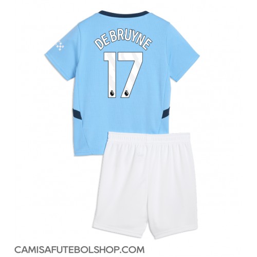 Camisa de time de futebol Manchester City Kevin De Bruyne #17 Replicas 1º Equipamento Infantil 2024-25 Manga Curta (+ Calças curtas)